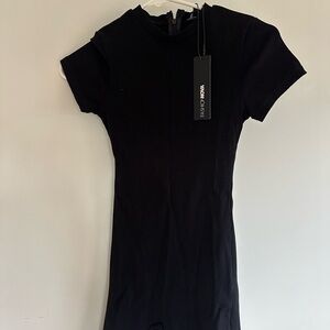 Fashion Nova Black Ribbed Shorts Bodysuit